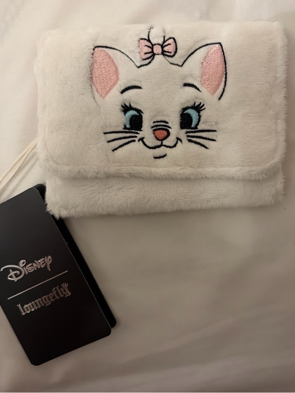 Loungefly Disney Marie White Pink Faux Fur Card Holder